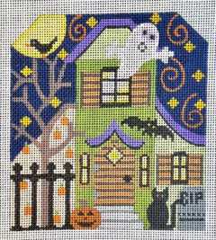 CH-782 Green Haunted House - stitchguide available