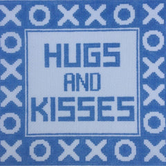Doolittle Stitchery  Hugs & Kisses - Blue Pillow