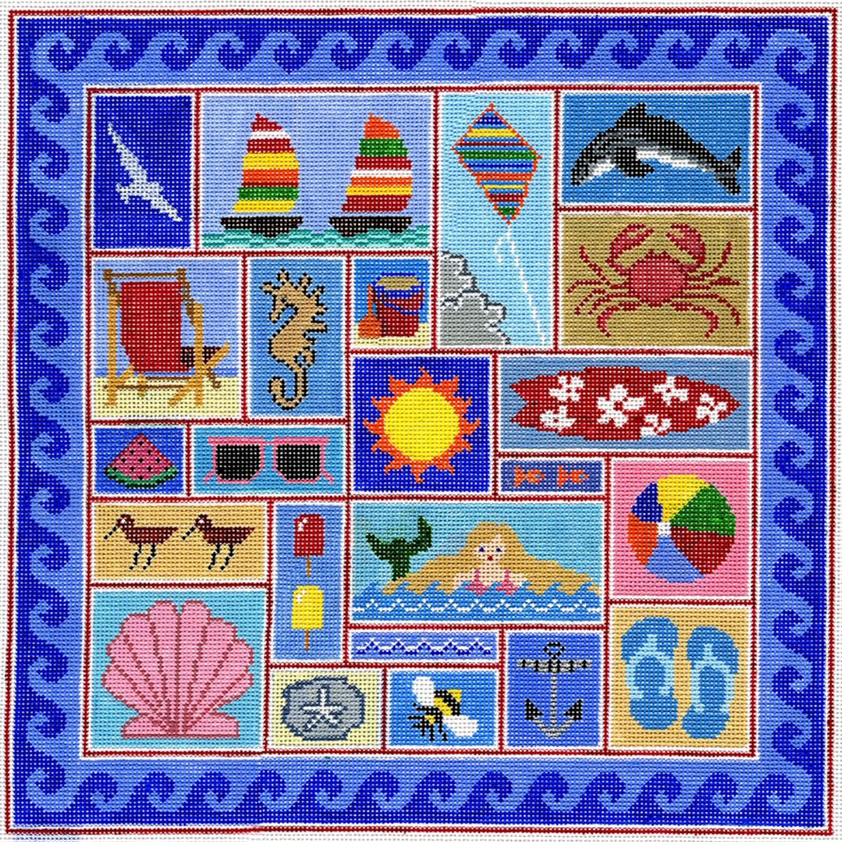 Doolittle Stitchery P120 Beach Fun Pillow