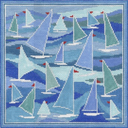 Doolittle Stitchery P125 Sailboats Pillow