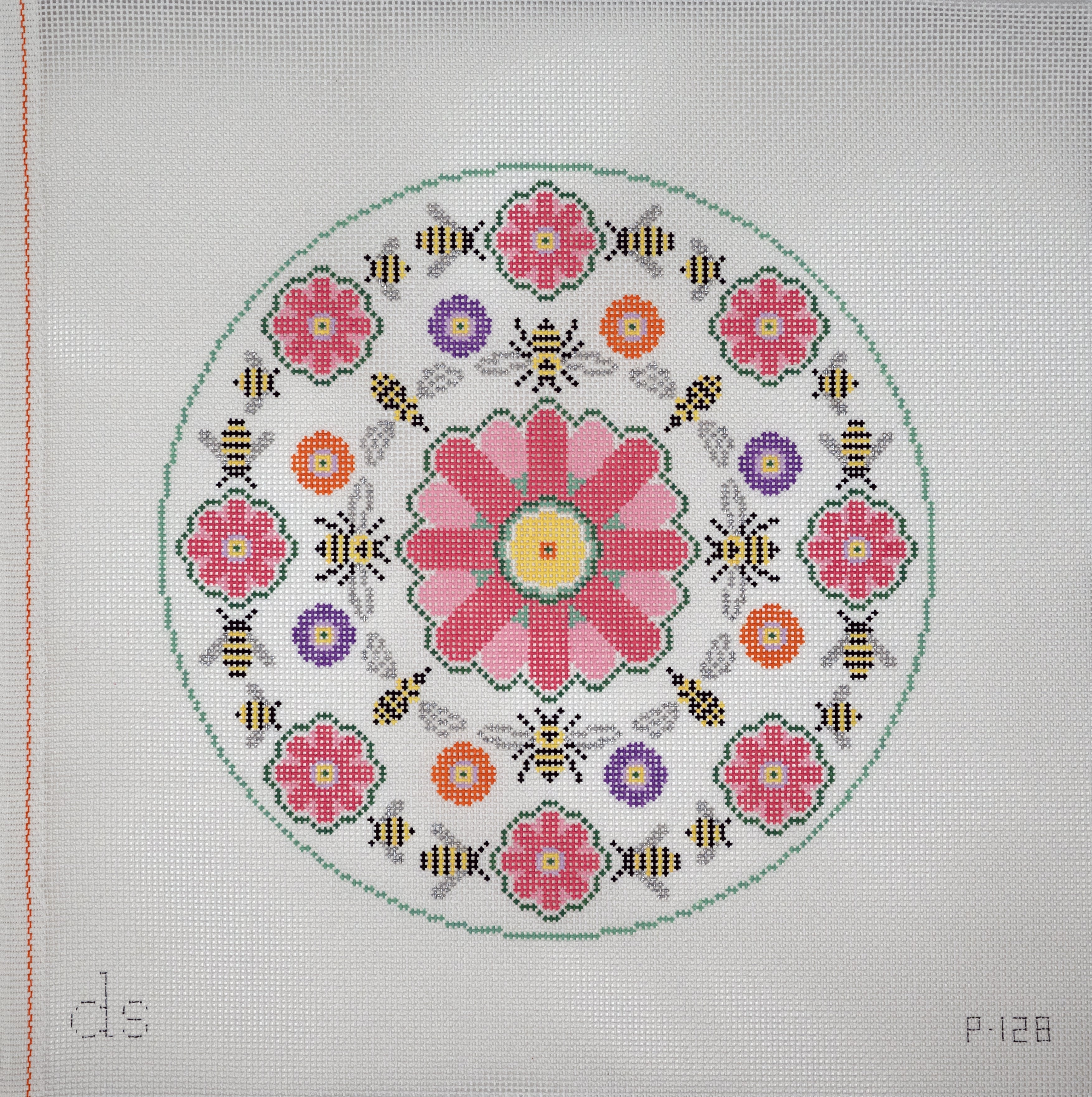 Doolittle Stitchery P128 Flowers & Bees Pillow