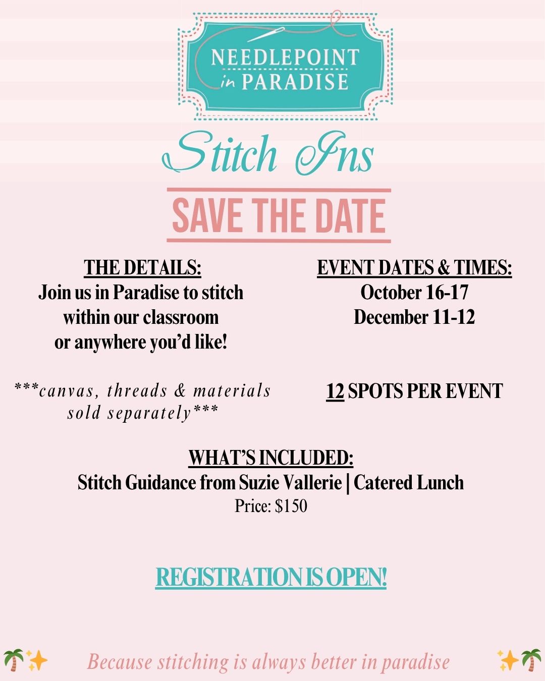 Needlepoint in Paradise Stitch Ins 2026