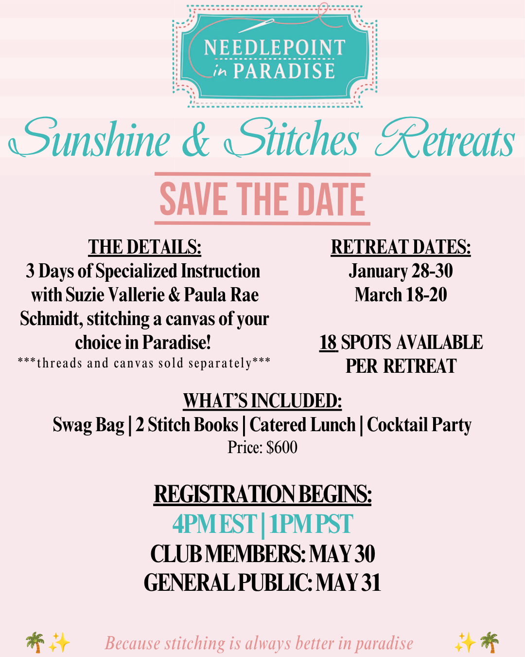 Sunshine and Stitches Retreats
