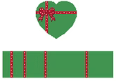 FS-Hrt-12 Green Red Bow Heart Hinged Box