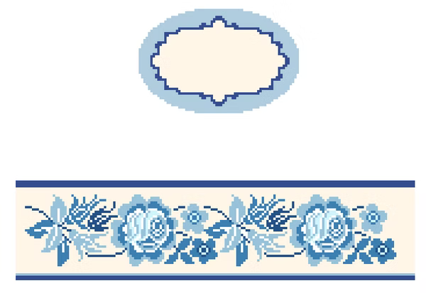 FS-O-66A Toile Asian Blue Oval Hinged Box