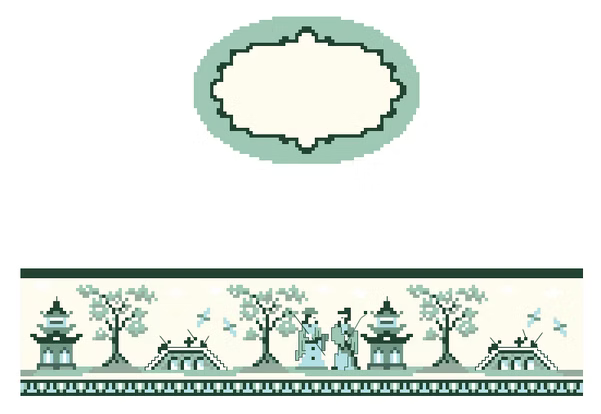 FS-O-67B Toile Floral Green Oval Hinged Box