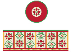 FS-R-34B Red&Green Floral Round Hinged Box