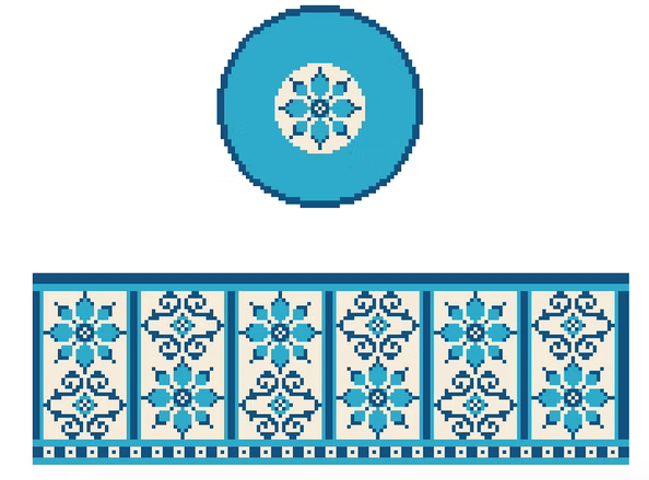 FS-R-34C Blue & Teal Floral Round Hinged Box