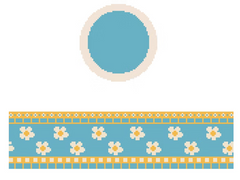 FS-R-56 Floral Teal & Beige Round Hinged Box