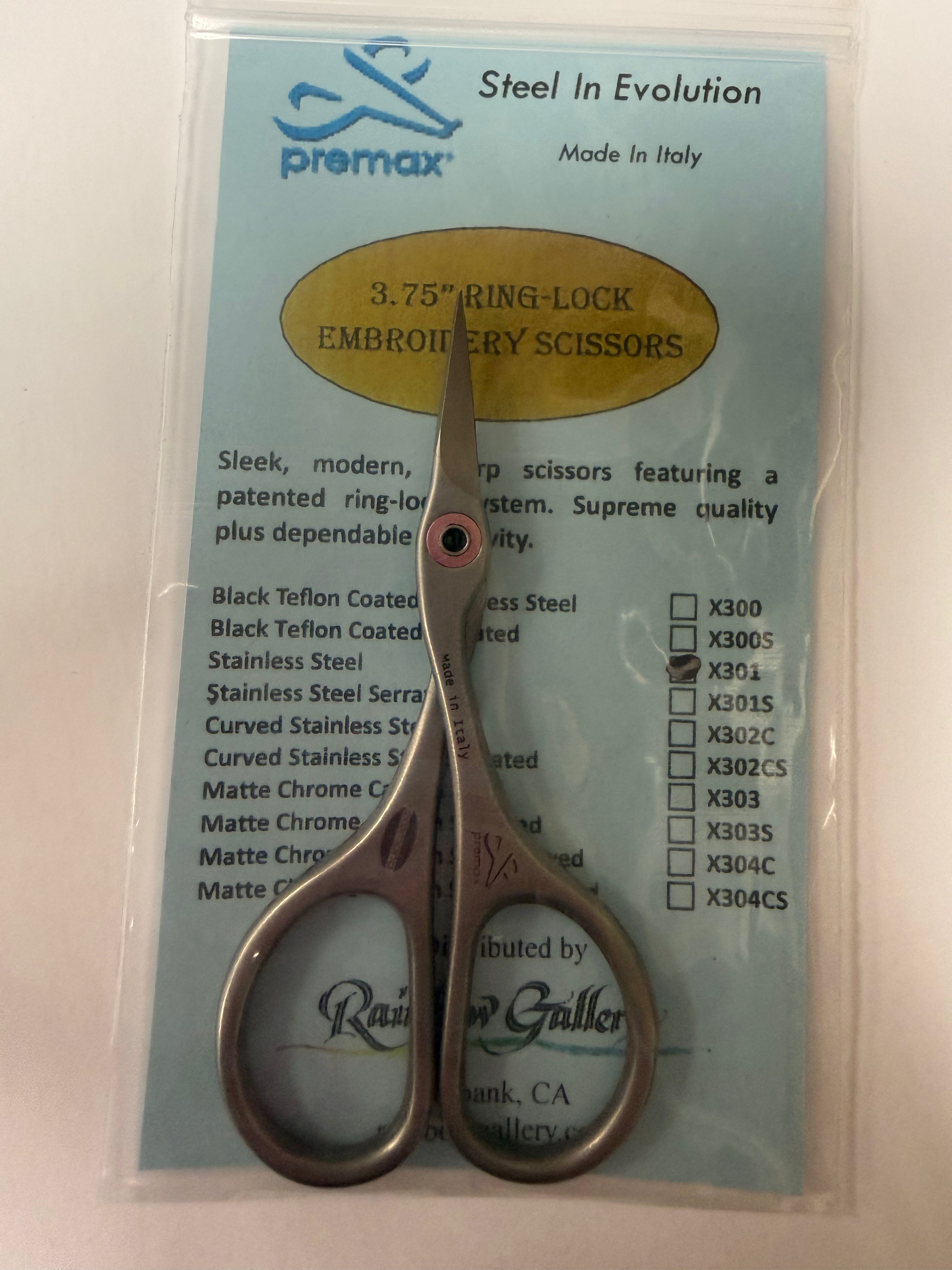 Premax X301 3.75 Ring Lock Embroidery Scissor