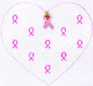 HB-706 Pink Ribbon Heart White