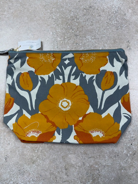 Canvas Pouch- Large Icelandic Poppies Gold