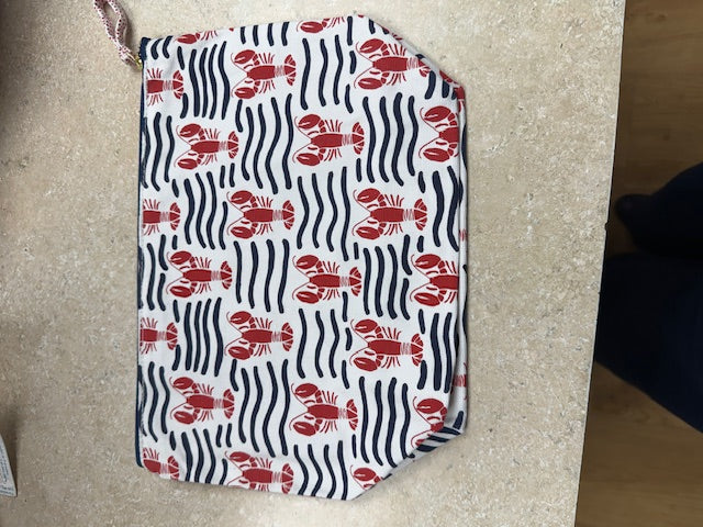 Canvas Pouch- Large Lobster Waves