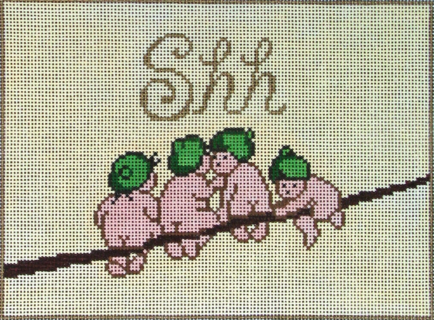 DC Designs kids/juvenile needlepoint canvas "shhh" - nursery sign for baby sleeping