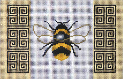 DC designs needlepoint canvas of bumblebee with geometric trim