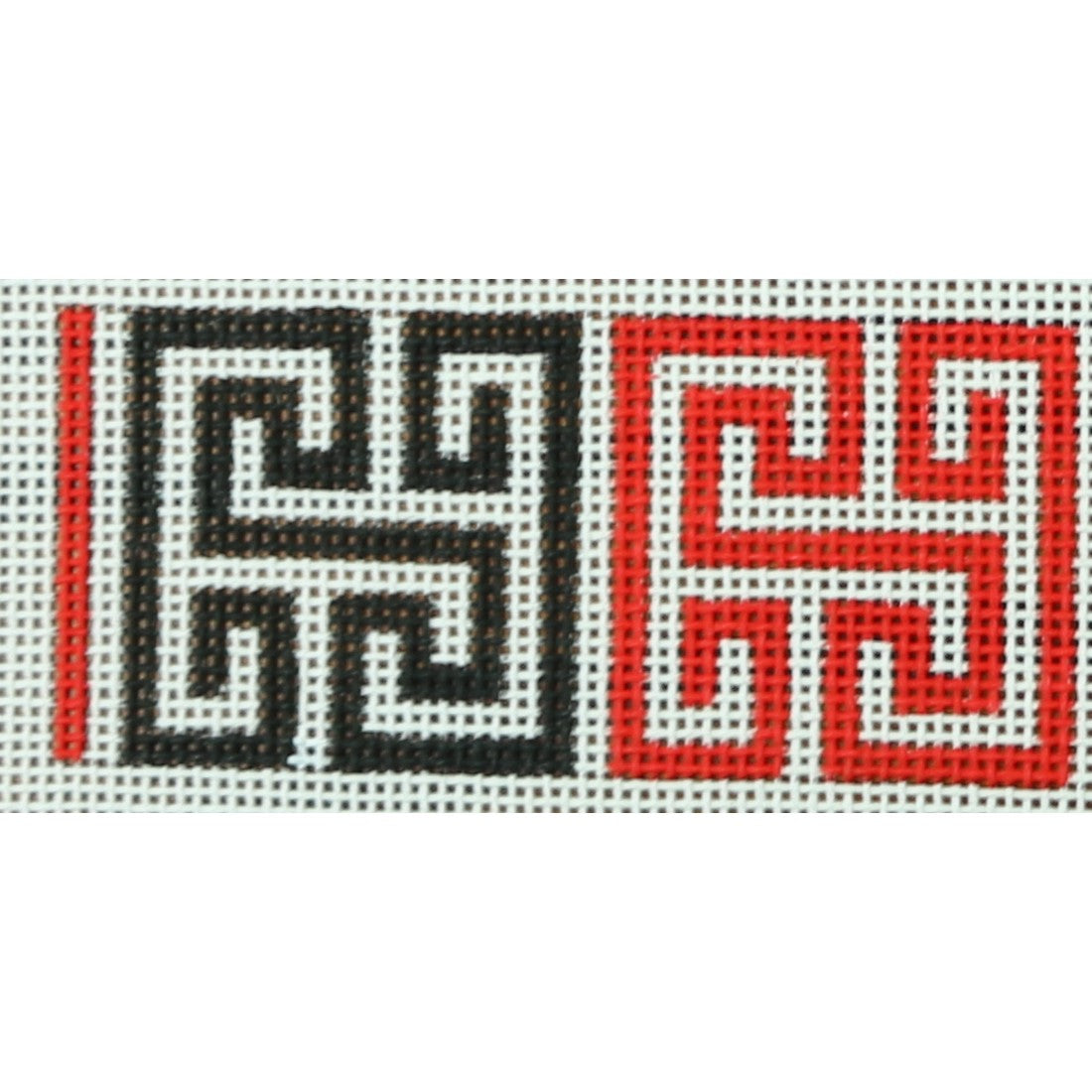 KKB512 Greek Key Square Belt - Black and Red 1.5 x 40.5