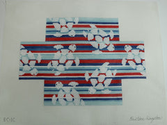 KKBC1C Sea Turtles on Horizontal Americana Stripes - 13 mesh 14 x 10