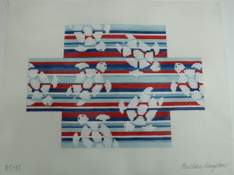 KKBC1C Sea Turtles on Horizontal Americana Stripes - 13 mesh 14 x 10
