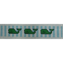 KKF02D Happy Green Whales on Blue 8.625 x 1.5