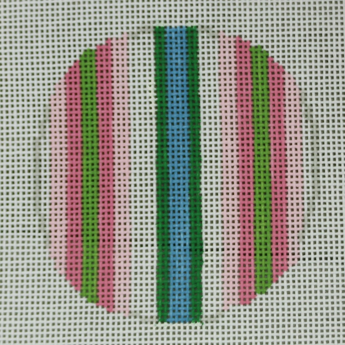 KKMO111 Pink green turquoise striped ornament 3" Round