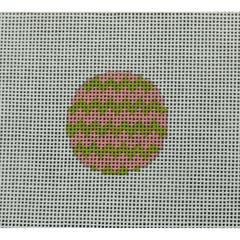 KKMO118E Chevron Pink and Green Mini Ornament 1.5" Round
