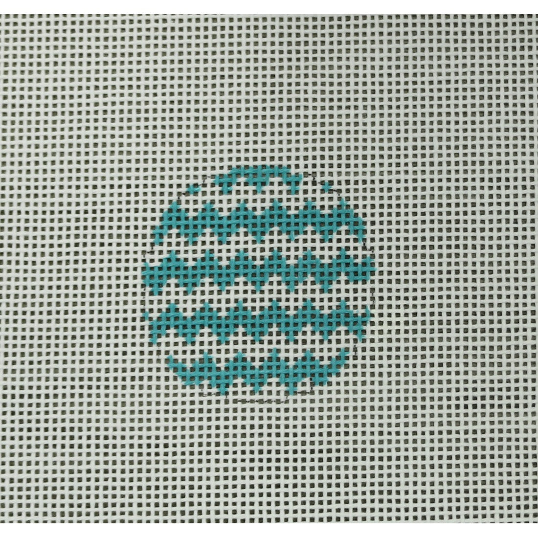 KKMO118G Chevron Turquoise and White Mini Ornament 1.5" Round