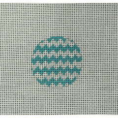 KKMO118G Chevron Turquoise and White Mini Ornament 1.5" Round