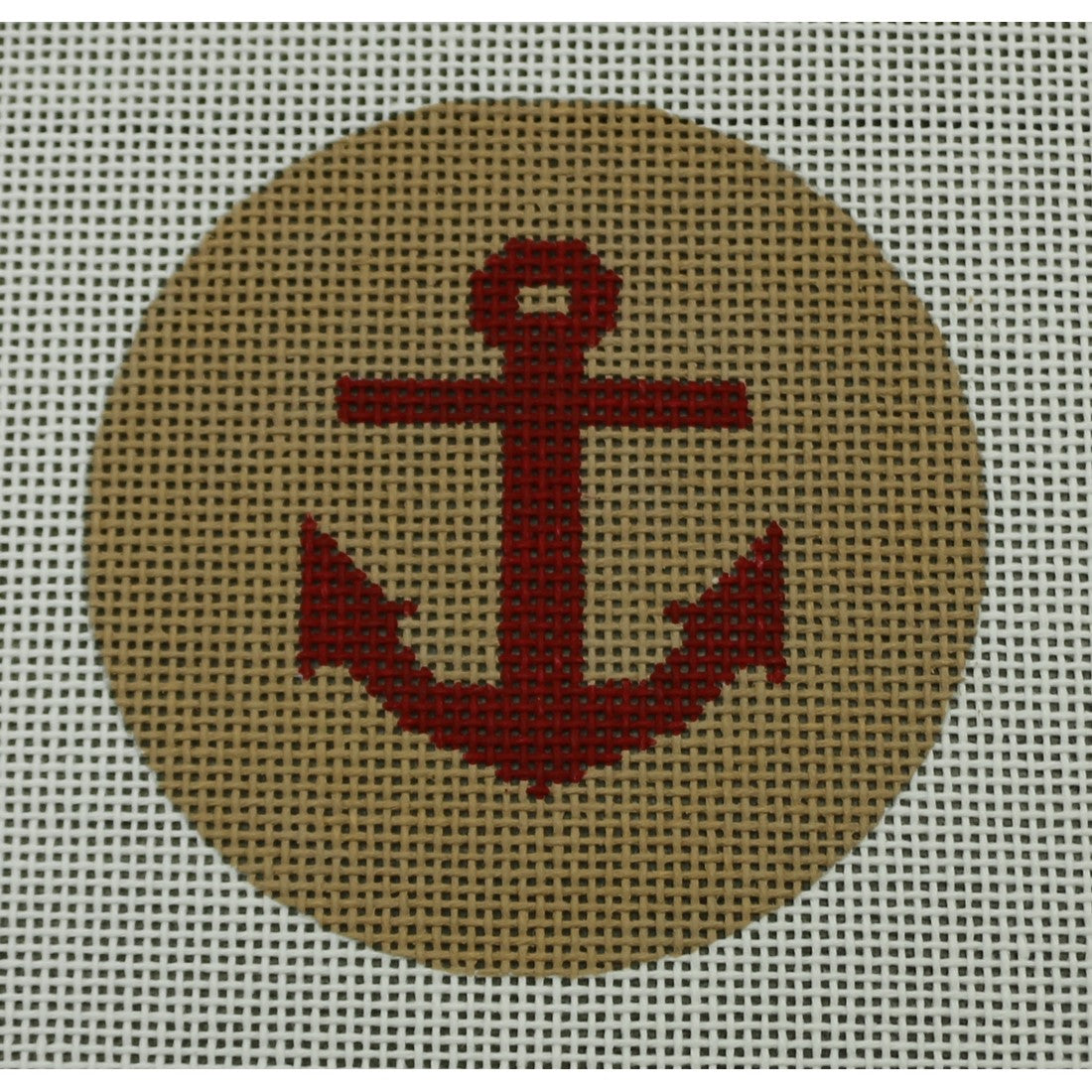 KKNTO17 Anchor on Solid Background - Red and Khaki 3" Round