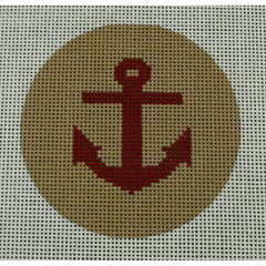 KKNTO17 Anchor on Solid Background - Red and Khaki 3" Round