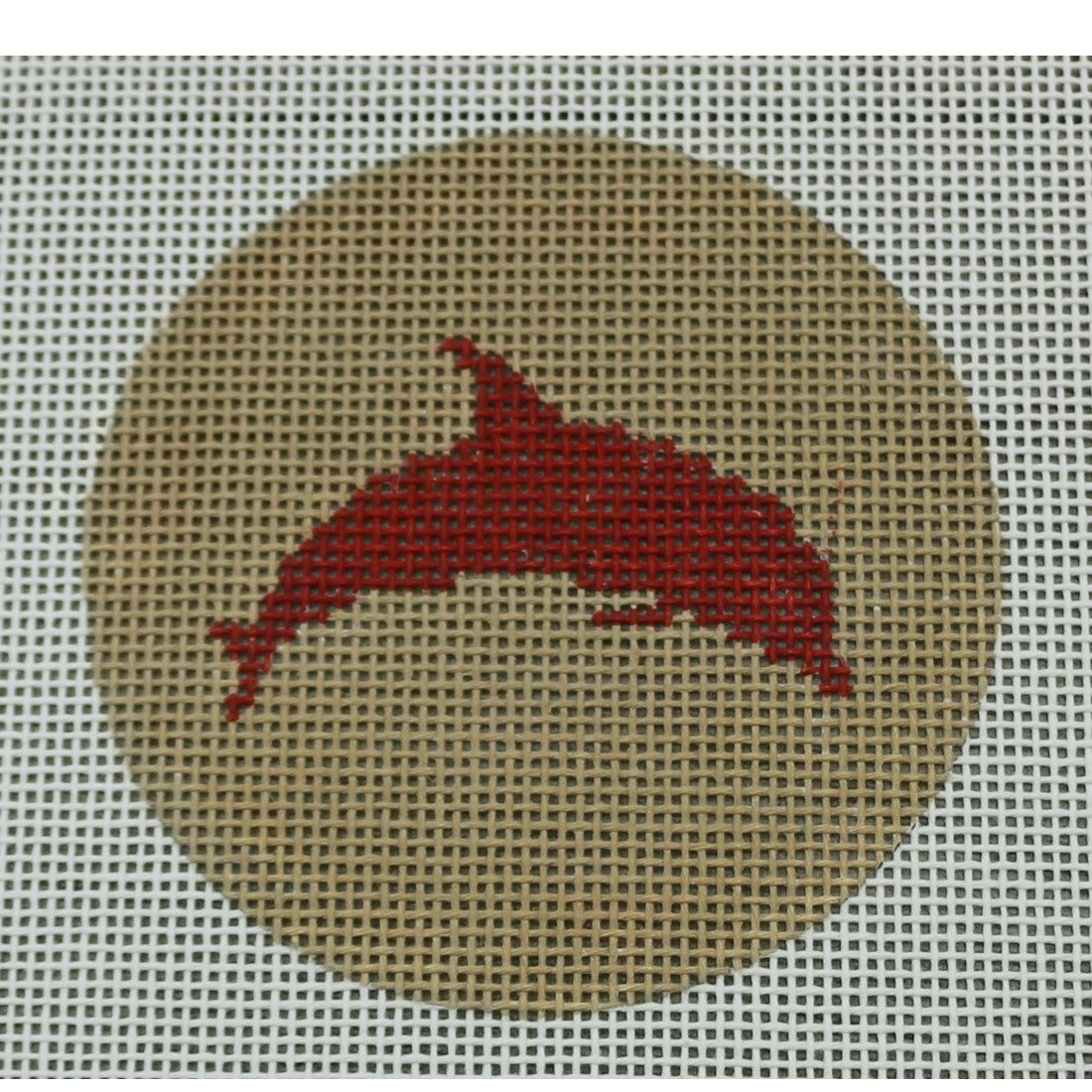 KKNTO20 Dolphin on Solid Background - Red and Khaki 3" Round