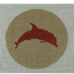 KKNTO20 Dolphin on Solid Background - Red and Khaki 3" Round