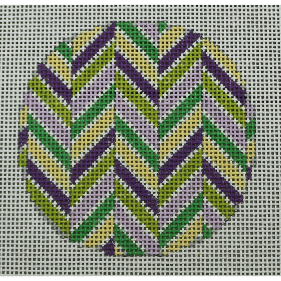KKO196C Chevron Multi Purples, Greens, and Yellow Ornament 3" round