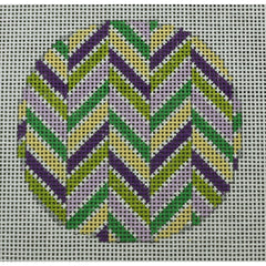 KKO196C Chevron Multi Purples, Greens, and Yellow Ornament 3" round