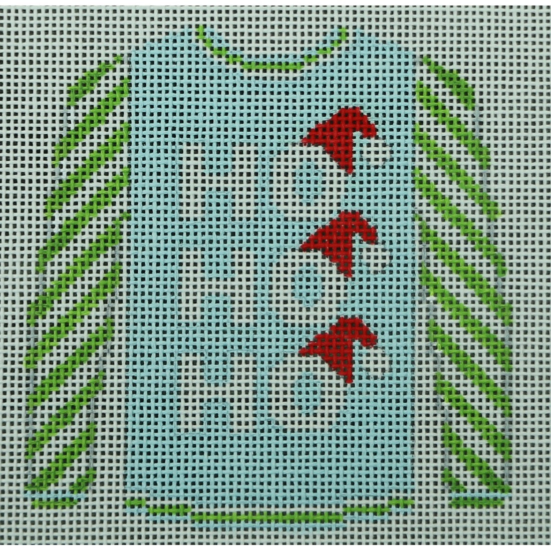 KKO199AB Ho Ho Ho Blue with Red Hats Green Sleeves 3.625 x 3.75