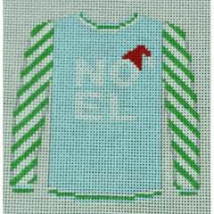 KKO199AC Noel on Blue with Green Stripe Sleeves 3.625 x 3.75
