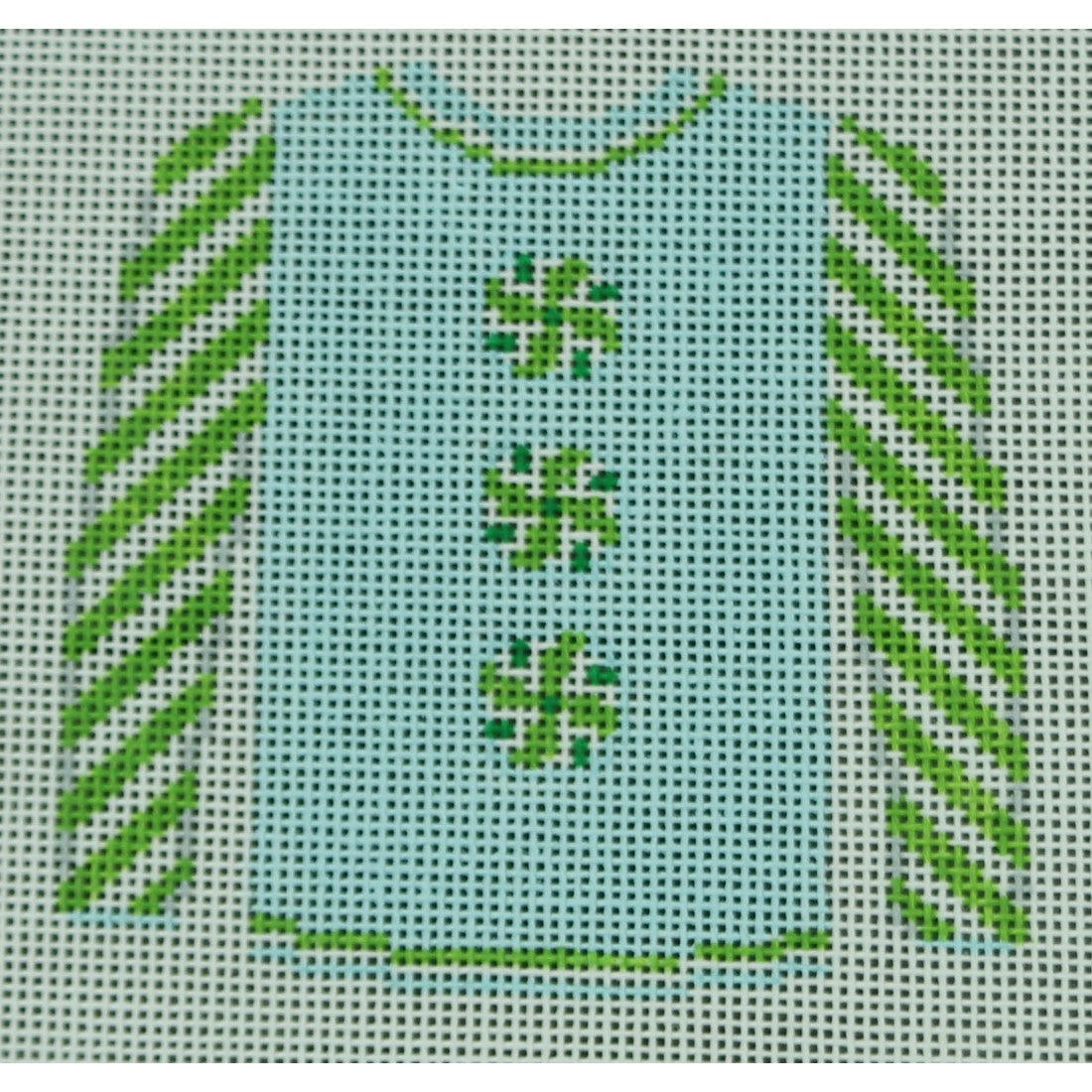 KKO199AD Peppermints on Blue with Green Sleeves 3.625 x 3.75