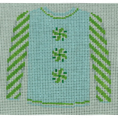 KKO199AD Peppermints on Blue with Green Sleeves 3.625 x 3.75
