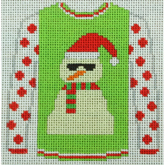 KKO199AJ sandman on green with red polka dots sweater 3.625 x 3.75