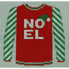KKO199N Noel on Red with Green Stripe Sleeves 3.625 x 3.75