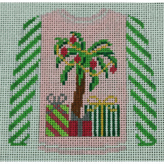 KKO199P Palm Tree on Pink with Green Sleeves 3.625 x 3.75