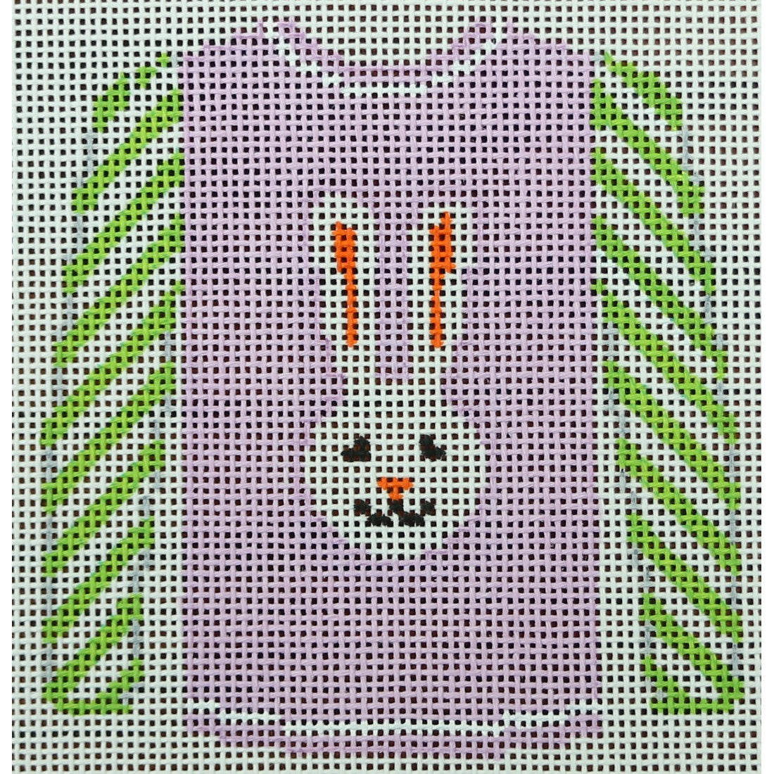 KKO208A Long Ear White Bunny on Lavender 3.75 x 3.625