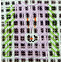 KKO208A Long Ear White Bunny on Lavender 3.75 x 3.625