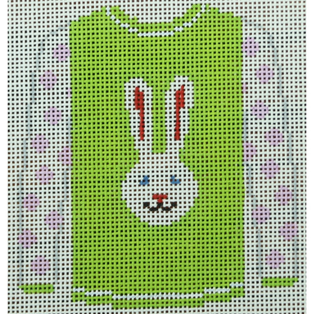 KKO208B Long Eared White Bunny on Lime 3.75 x 3.625