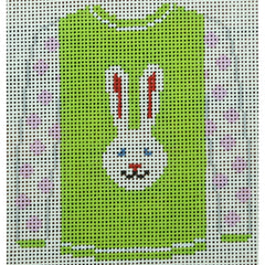 KKO208B Long Eared White Bunny on Lime 3.75 x 3.625