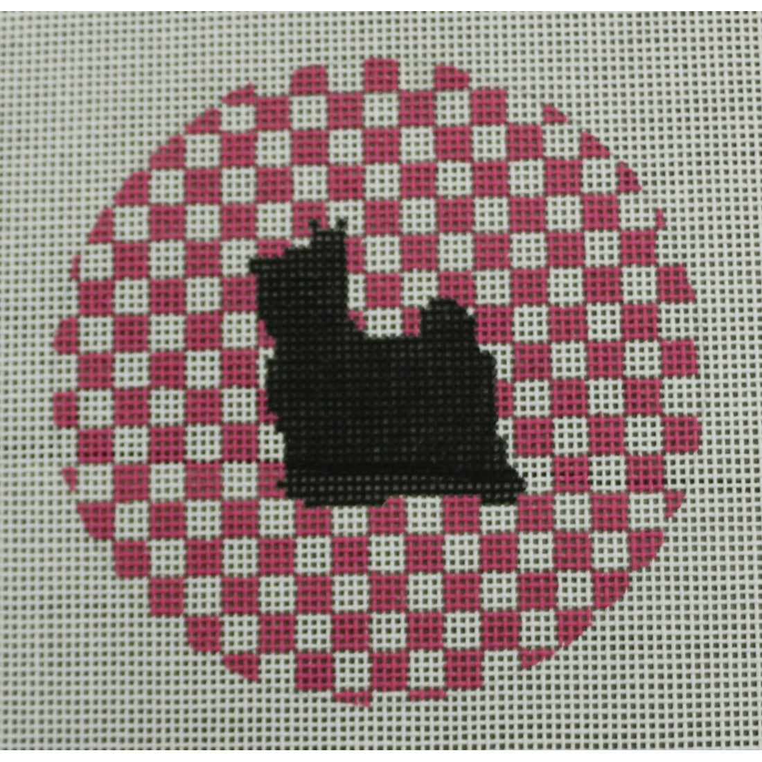 KKOAS109 Maltese on hot pink 4" round