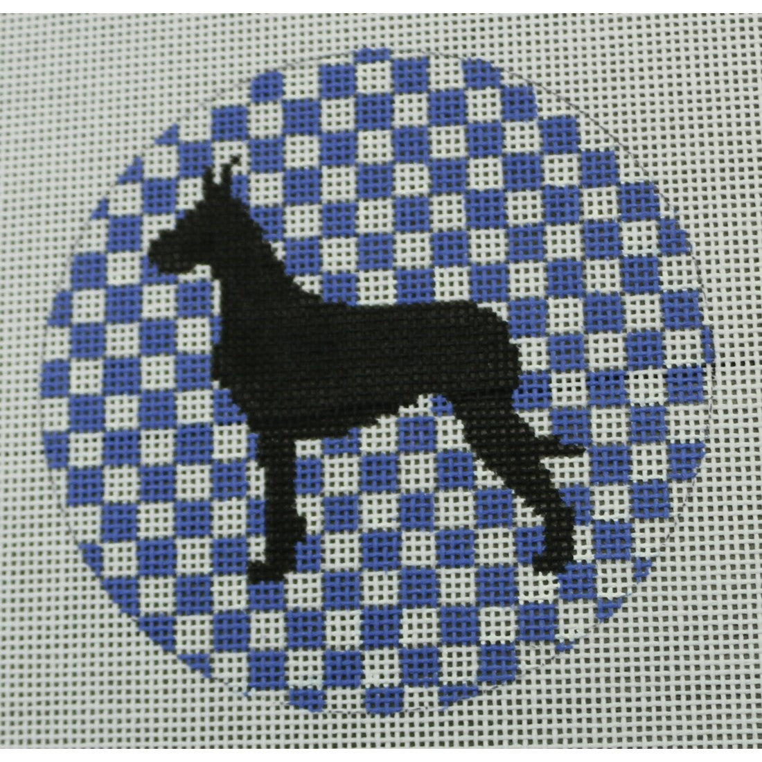 KKOAS112 Great Dane on blueberry 4" round