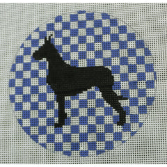 KKOAS112 Great Dane on blueberry 4" round