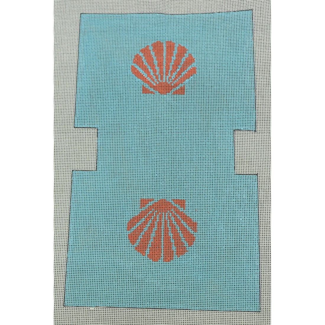 KKP170 Seashell Clutch Coral and Teal 13.75 x 8