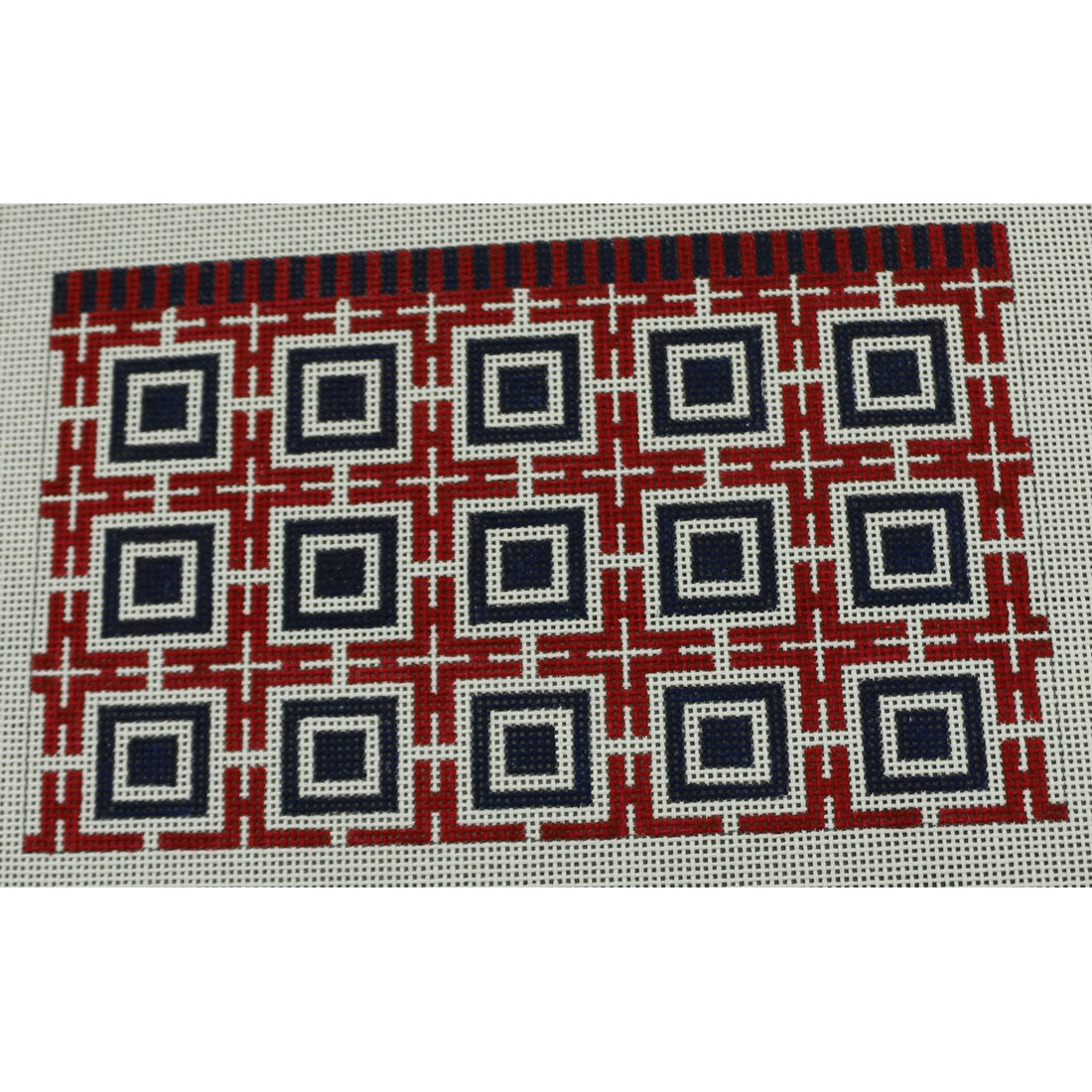 KKP184D Squares and Lattice - Red and Blue 5.75 x 9.5