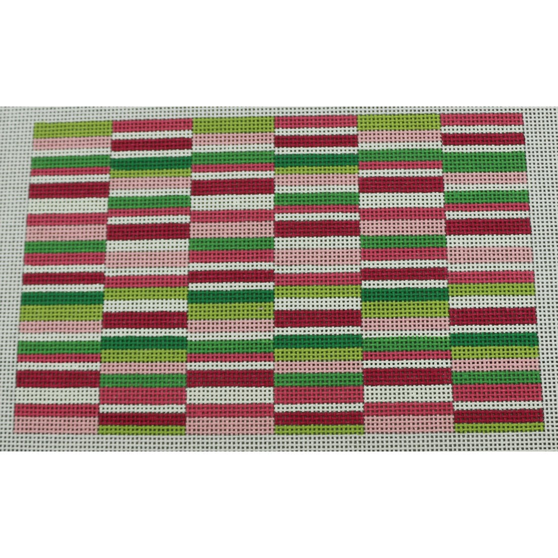 KKP197 Horizontal Pinks and Greens Stripe Clutch 5.75 x 9.125